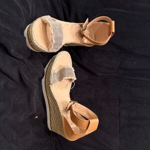 Neiman Marcus Tan and Cream Espadrille Sandals never worn